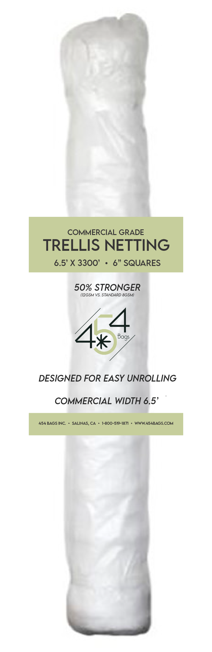 Trellis Netting - 6.5' x 3,300' - 6" Squares - 12GSM - Single Roll