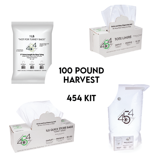 100 Pound Harvest Kit with tote liners, 'Not For Turkey' bags by 454 Bags
