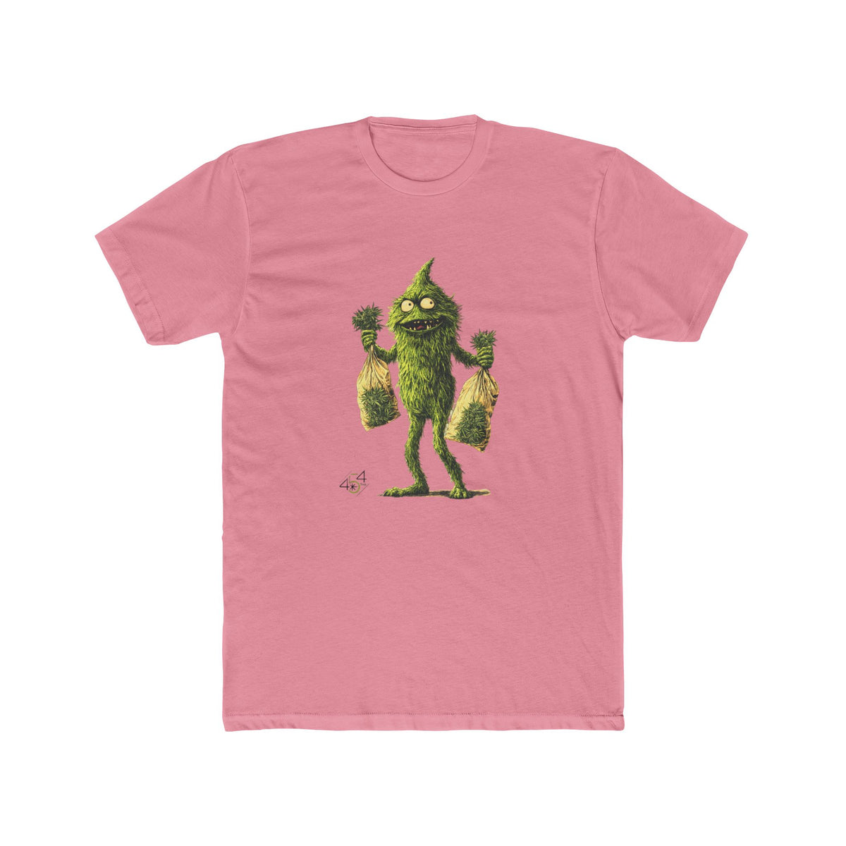 Front view of a pink T-shirt with the 454 Bags Nugsie Monster character graphic.