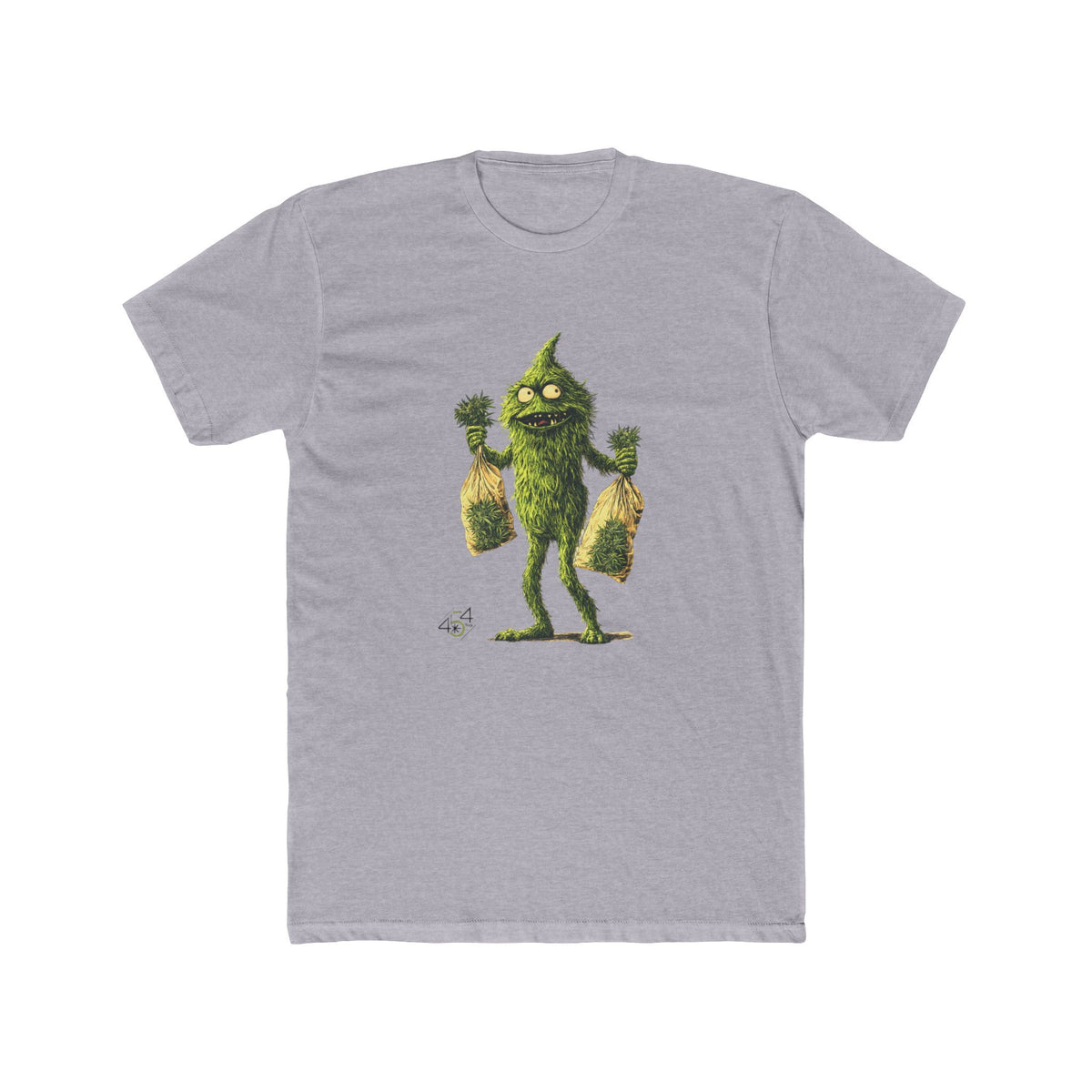 Front view of a light gray T-shirt with the 454 Bags Nugsie Monster character graphic.