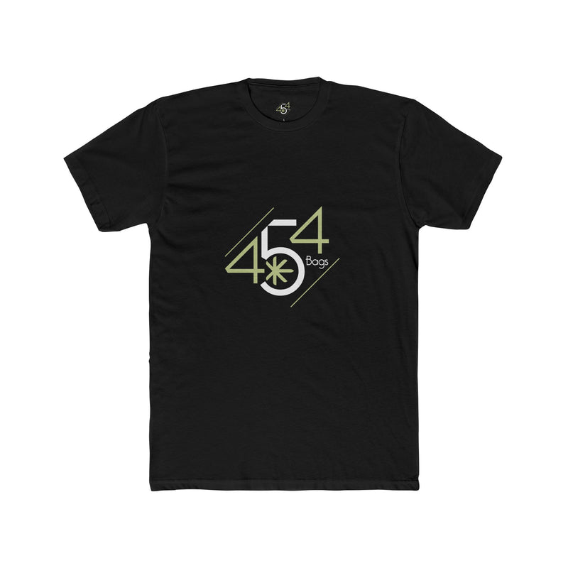 Front view of a black T-shirt with the 454 Bags logo.