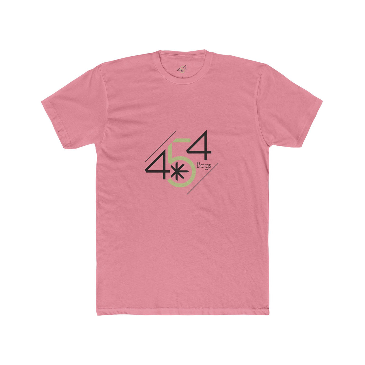 Front view of a pink 454 Bags T-shirt. 454 Bags logo centered on the chest.
