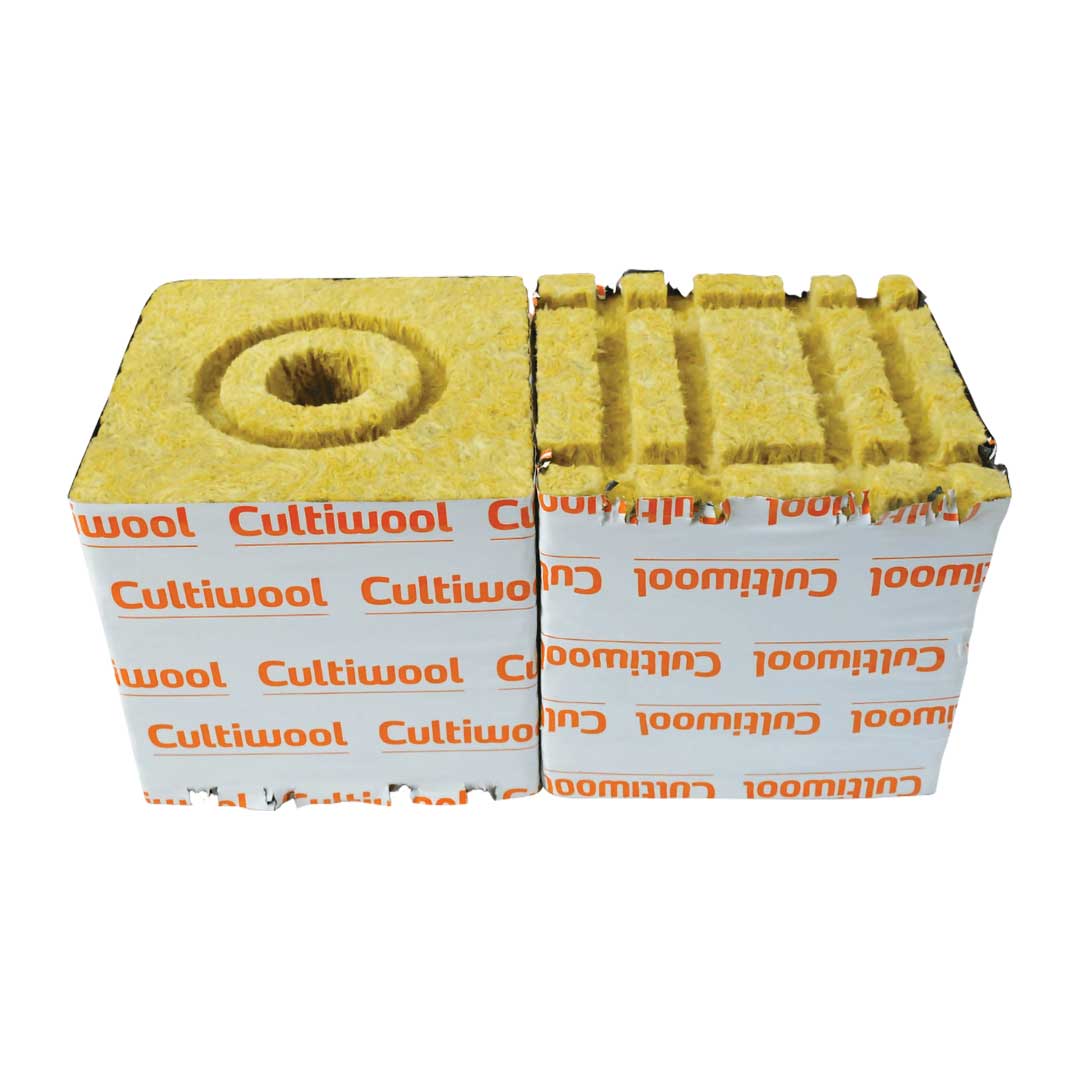 Cultiwool Rockwool - 6"x6"x6" Cubes with Donut Ring - Case of 48
