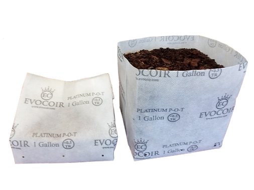 Evocoir Platinum P-O-T Bags - Prefilled Compressed Coco - Fabric Pot Biodegradable