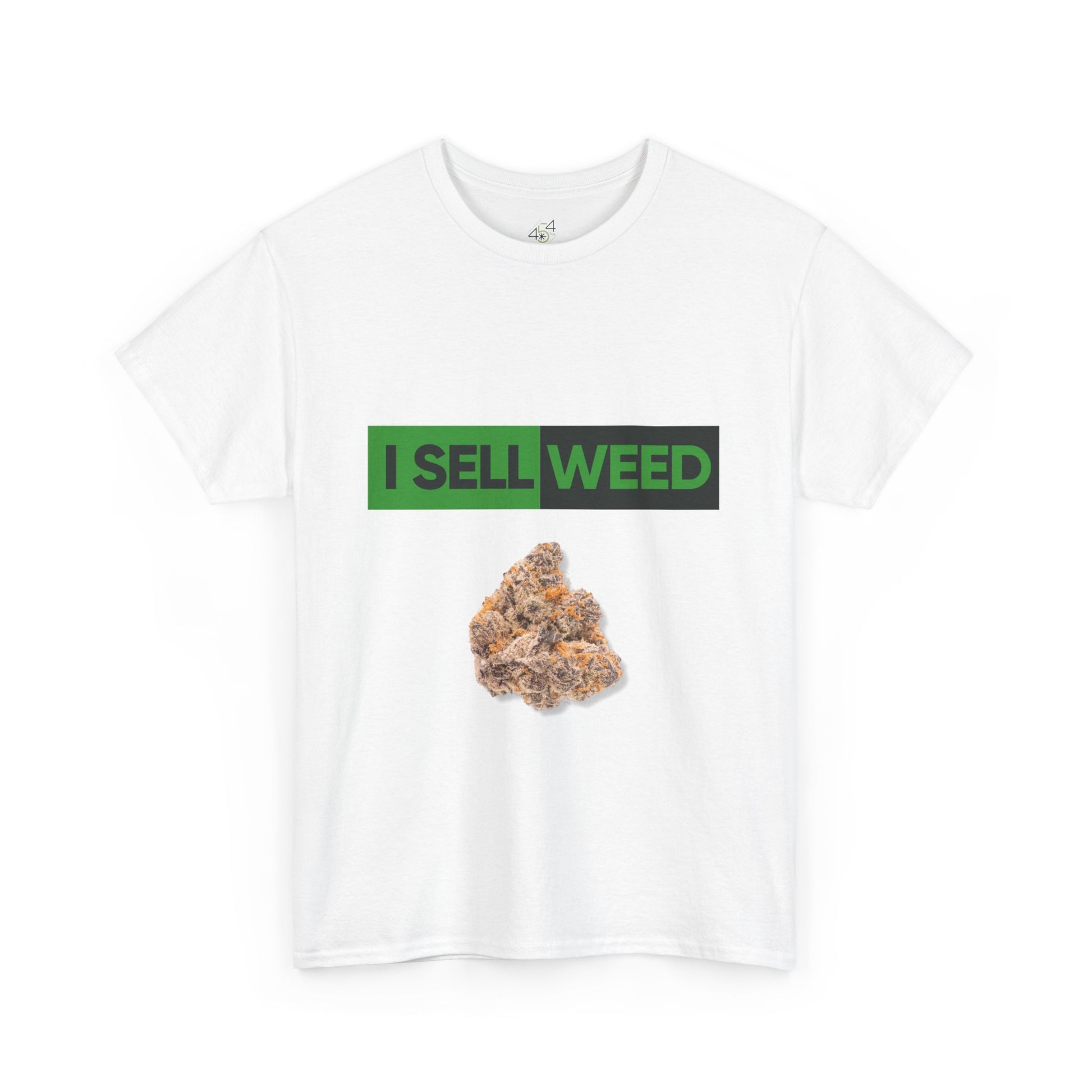 Front view of the "I Sell Weed" t-shirt, featuring a bold cannabis culture graphic with a humorous design. Ideal for enthusiasts of the weed community.