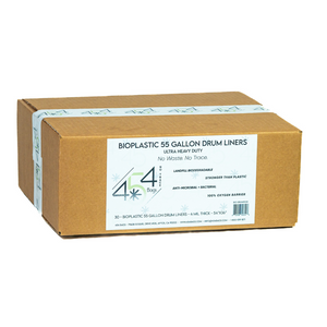 Box of 454 Bags bioplastic 55-gallon drum liners, eco-friendly and durable.