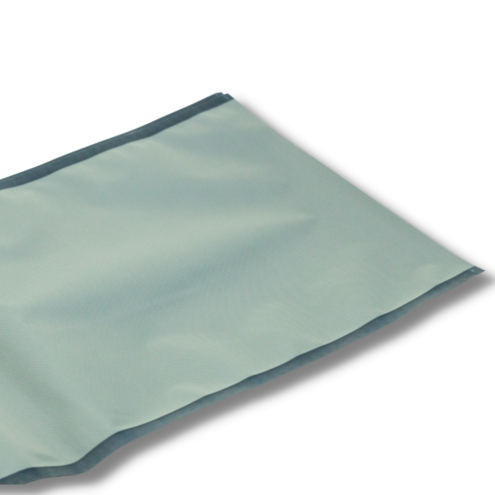 Angled view of our bioplastic vacuum bag, showcasing its thickness and texture. The bag's superior strength and antimicrobial properties are evident, ideal for preserving cannabis and preventing mold and mildew.